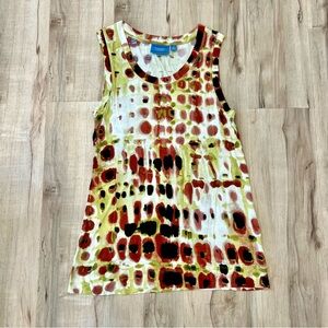 Simply Vera Vera Wang Abstract Sleeveless Tank - Red, Black, Green Pattern - M